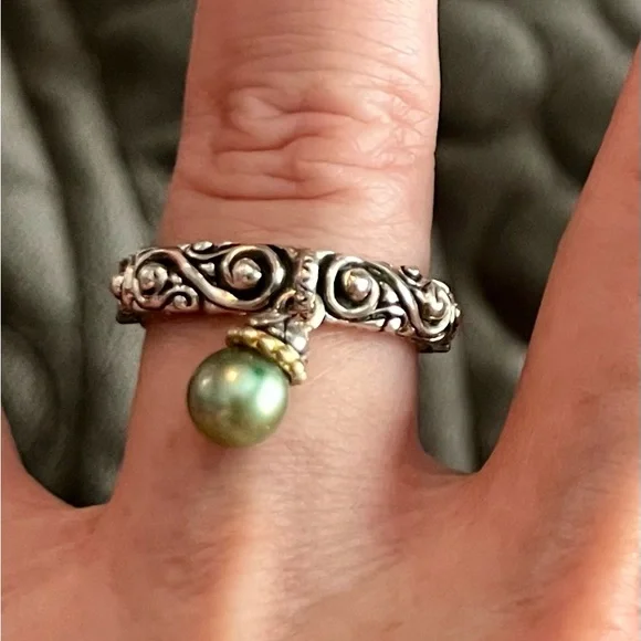 Barbara Bixby Cultured Freshwater Pearl Dangle Ring - Picture 2 of 5